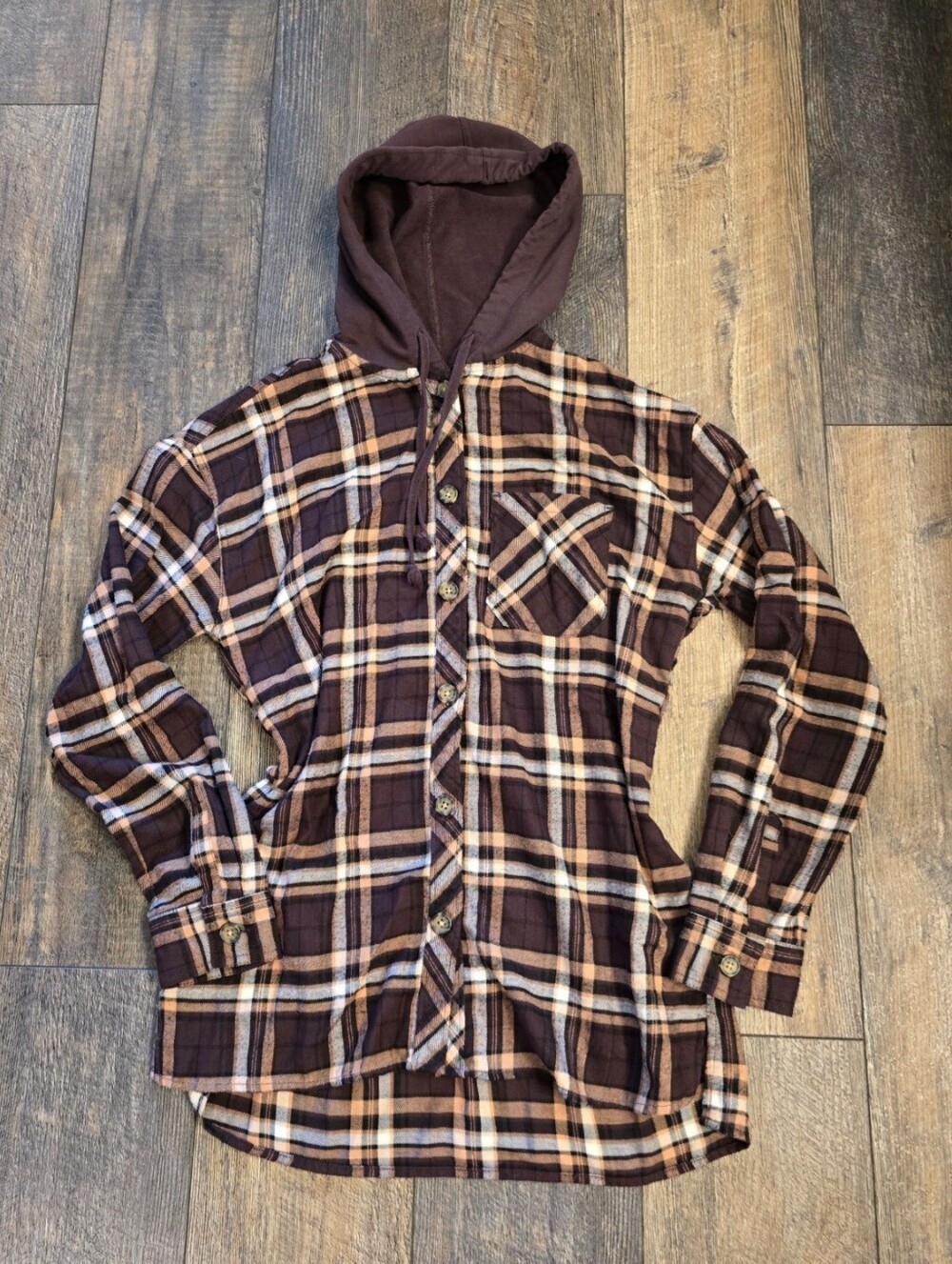 Maurices Plaid Hooded Flannel Shirt Jacket